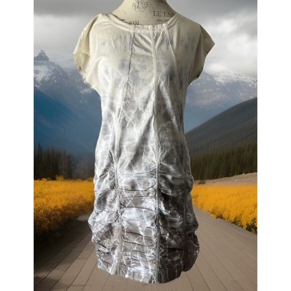 Wearables Aviana Poplin Dress White/Light Gray Size Med. Summer Stretch Comfy - Picture 1 of 9